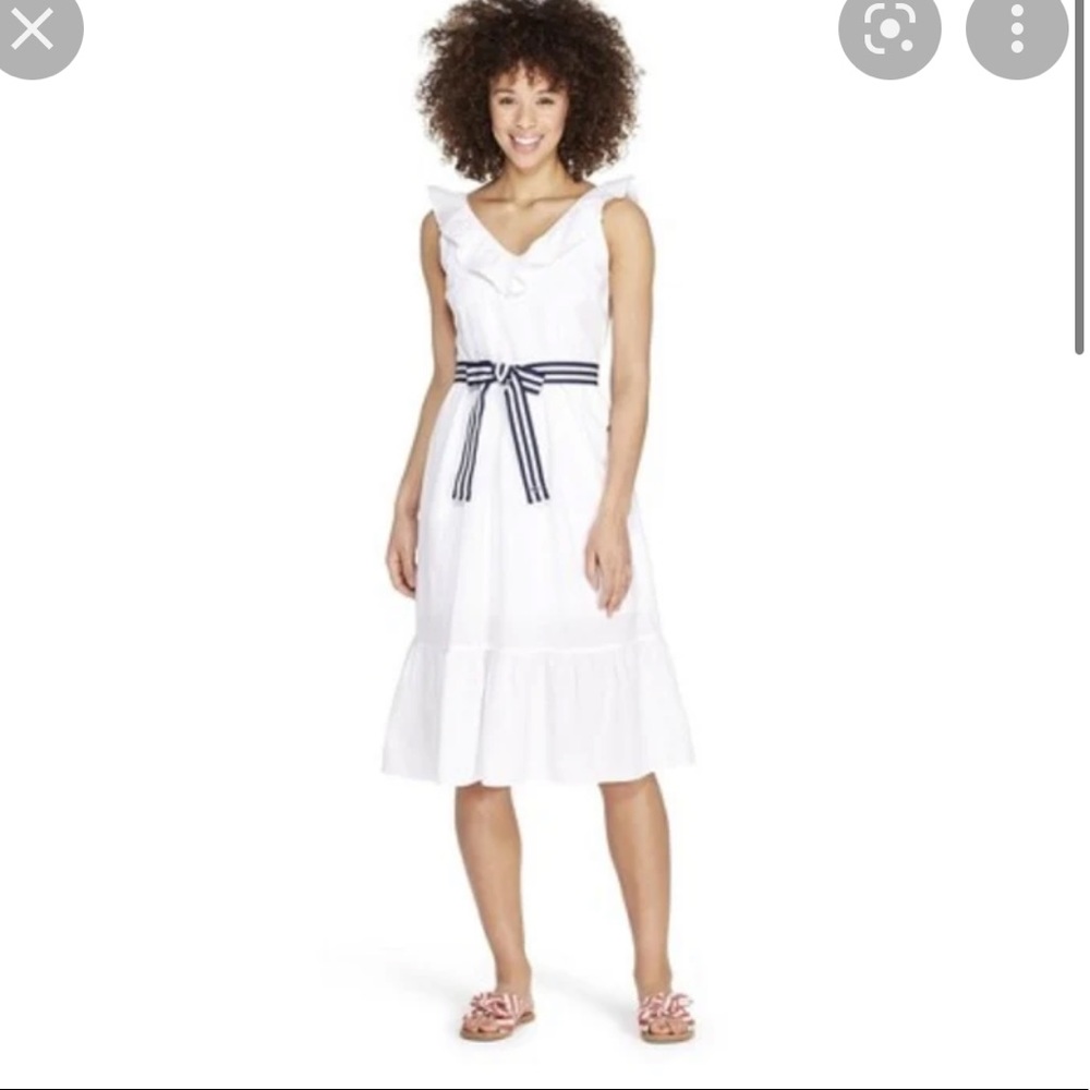 Vineyard Vines x Target Collab White Ruffle Top Dress with Belt